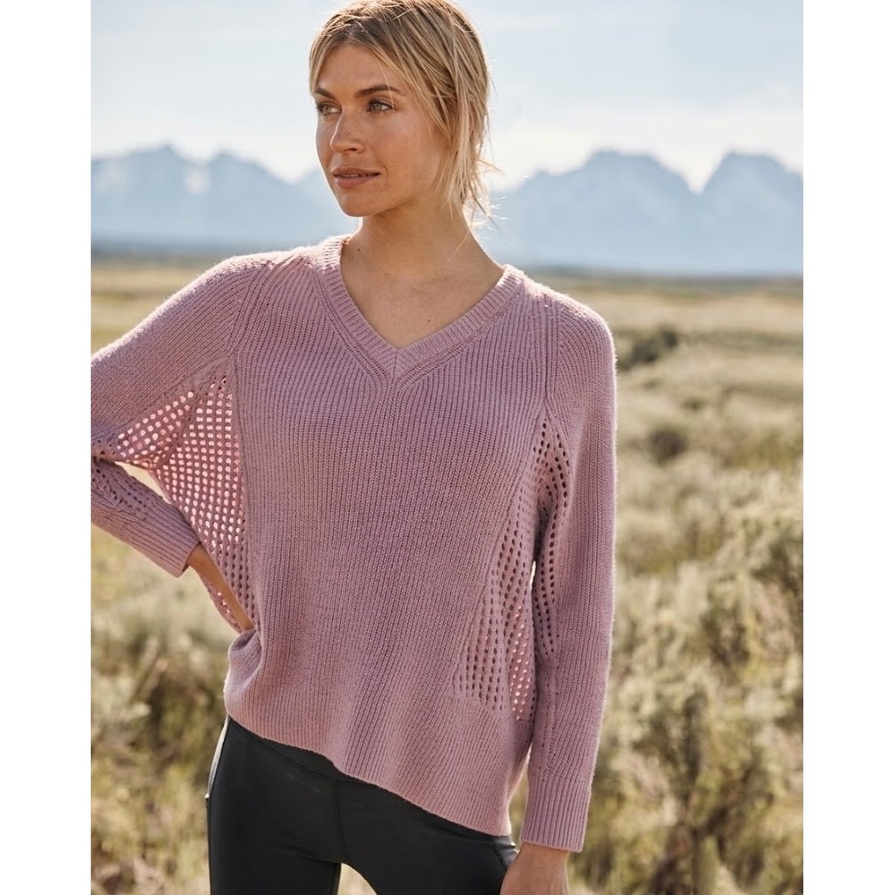 Garnet Hill Oversize 100% Cashmere Mesh Rib-Knit Sweater In Mauve Women's Size L